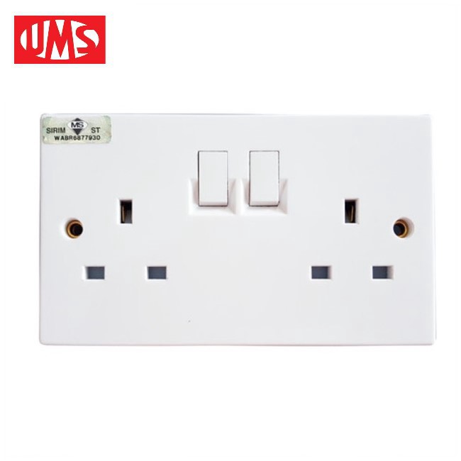 Ums 13a 250v 2 Gang Switched Socket Outlet Shopee Malaysia 6324