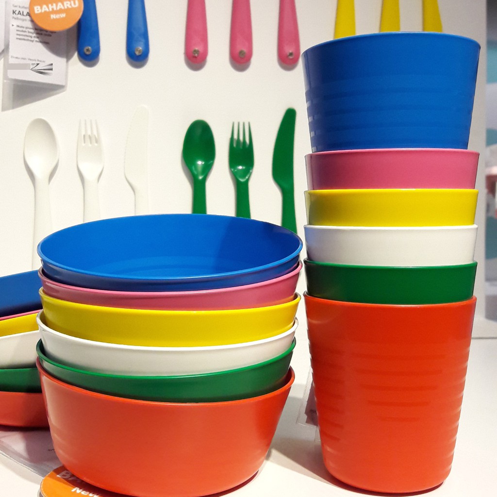 IKEA KALAS Kids plastic Cup bowl plate cutleries tableware set | Shopee ...