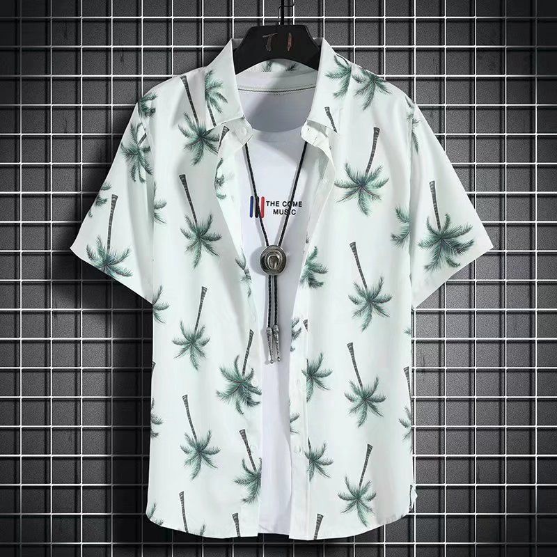 Hawaii Shirt Men Summer Baggy Plus Size Loose Casual Beach Floral Short ...