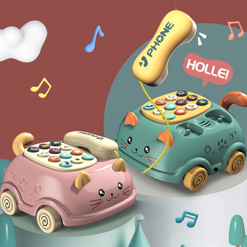 Baby Phone Toy,Baby Toy Phone Cartoon Baby Piano Music Light Toy Children  Pretend Phone, Kids Cell Phone Girl with Light Parent-Child Interactive Toy