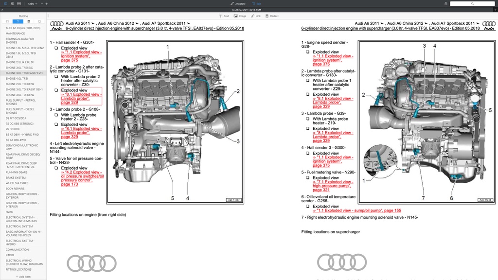 AUDI A6 C7/4G (2011-2018) SERVICE WORKSHOP MANUAL (QR) | Shopee Malaysia