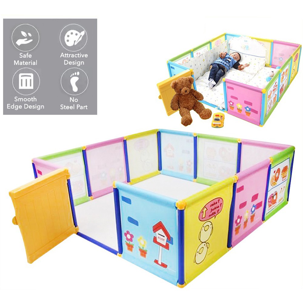SUNNY CAT Children Kids Play Yard Guard Rail with Door Pemainan ...