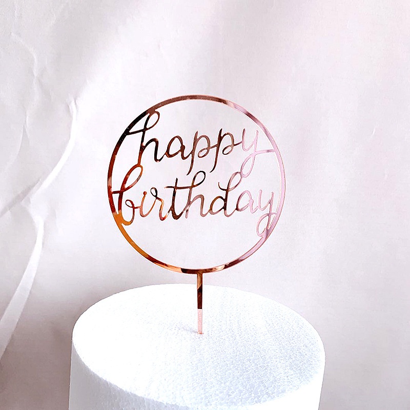 Acrylic Happy Birthday Cake Topper Rose Gold Cake Topper For Kids ...