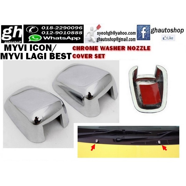 MYVI ICON / MYVI LAGI BEST chrome wiper nozzle cover set (2pcs