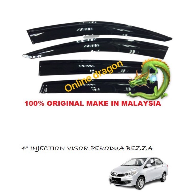 PERODUA BEZZA 4” INCH 10CM Injection Door Visor With Logo Air Press Car ...