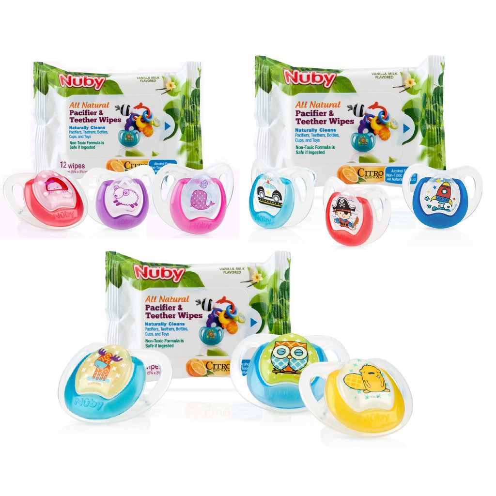 Nuby Comfort Orthodontic Pacifier, 06 Months (3 Pacifier + FREE Pacifier Wipes) Shopee Malaysia