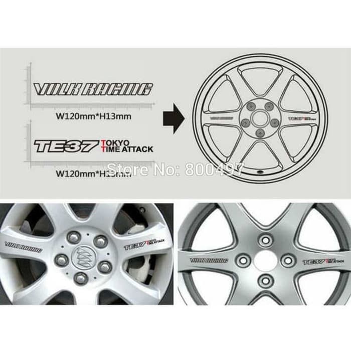 STICKER STICKER KERETA RIM VOLK RACING TE37 TOKYO TIME ATTACK 8PCS ...