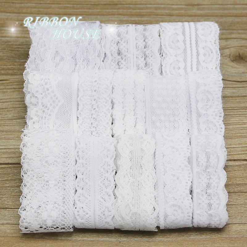 Buy 10 Yards Lovely Cotton Lace Trim, White Ribbon Lace, White