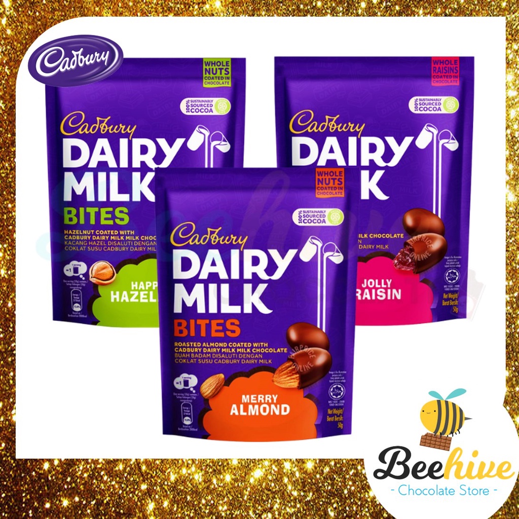 Cadbury Dairy Milk Bites Jolly Rasin/Happy Hazelnut/Merry Almond 50g ...