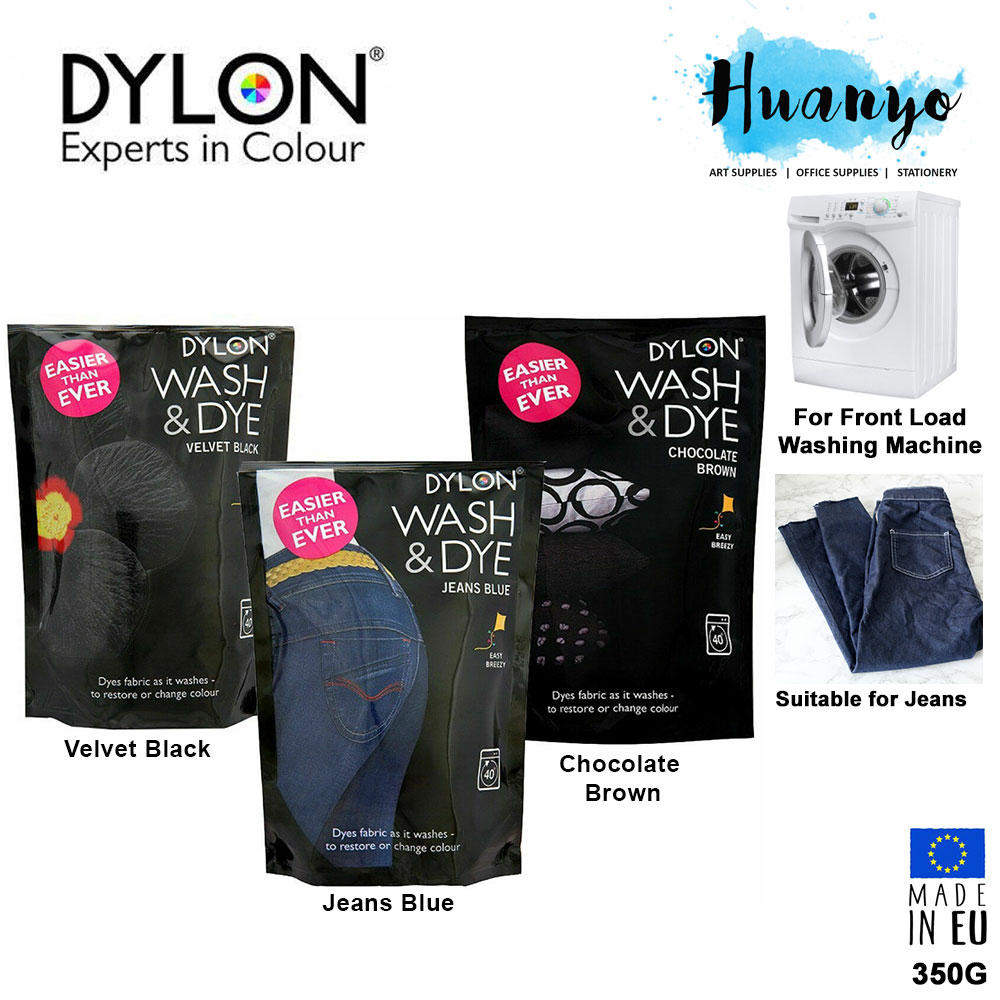 Dylon Machine Wash & Dye Fabric Dye 350G (Velvet Black/Chocolate  Brown/Jeans Blue) [For Front Load Washing Machine Only]