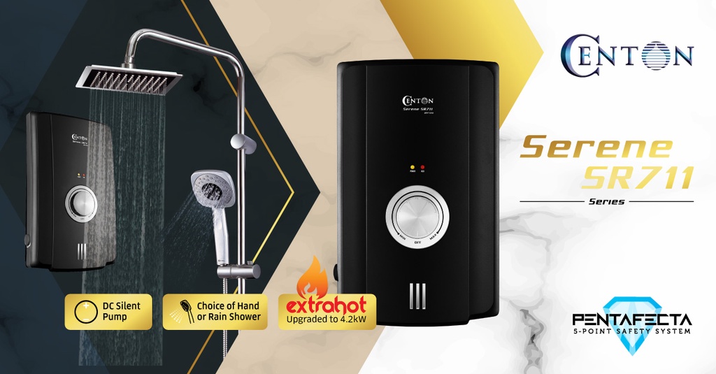 CENTON Instant Shower Water Heater - Serene Series (with optional DC Silent  Pump and rain shower) | Shopee Malaysia