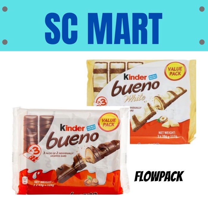 [SC] Kinder Bueno (Choco/White) Bars (T2x3) FlowPack 117gm | Shopee ...