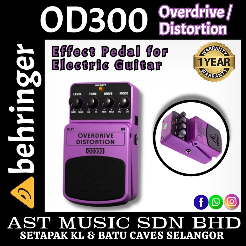 Behringer OD300 Overdrive / Distortion Effects Pedal (OD300 / OD 300) Shopee Malaysia