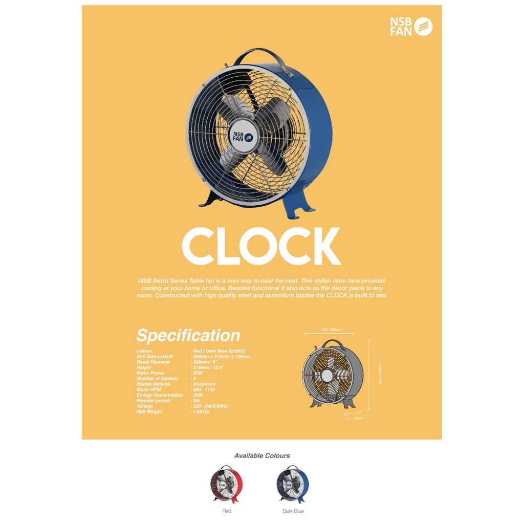 NSB CLOCK TABLE FAN/ DESIGN TABLE FAN Shopee Malaysia