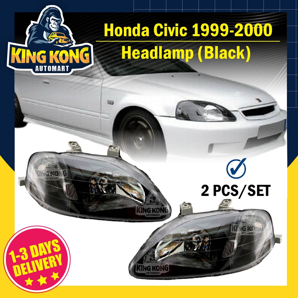 HONDA CIVIC 99 - 00 HEAD LAMP LIGHT LAMPU DEPAN (Black /Clear) Honda ...