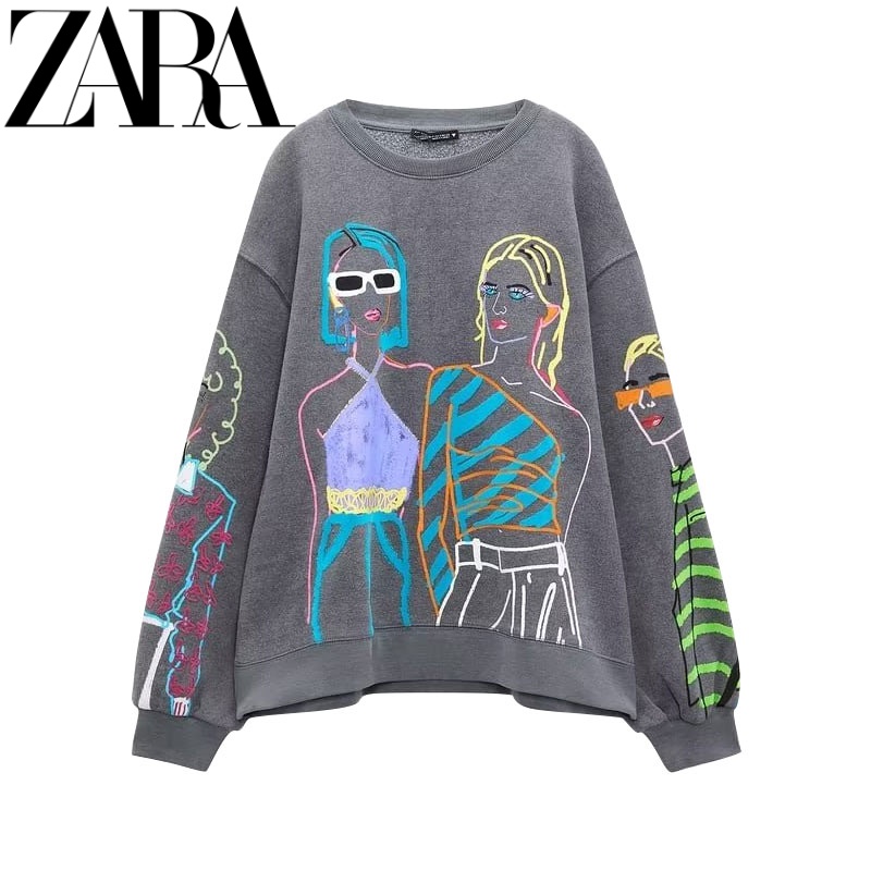 ZARA Autumn new printed round neck sweatshirt 1131872 Shopee Malaysia