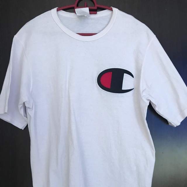 Champion big 2024 logo shirt