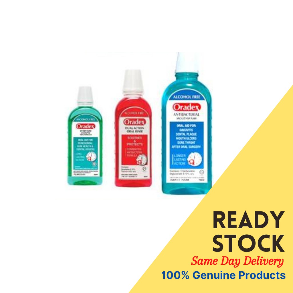 ORADEX 100% ORIGINAL ANTIBACTERIAL 90ML/400ML MOUTHWASH Ubat Kumur 0.12 ...