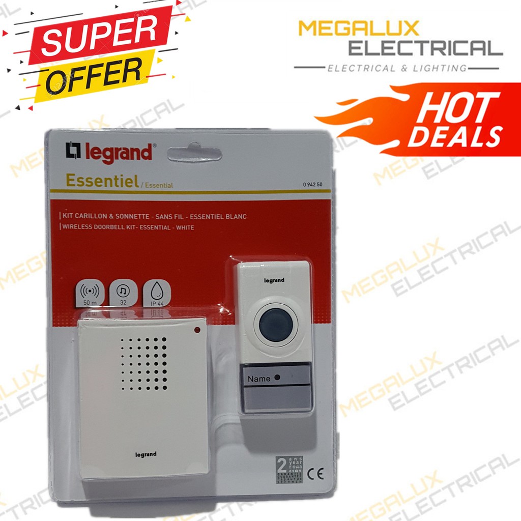 LEGRAND Essential radio wireless chime kit with chime and IP44 door