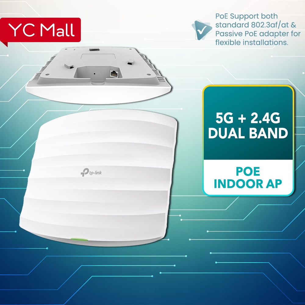 TPLink AC1350 Wireless MUMIMO Gigabit Ceiling Mount Access Point With