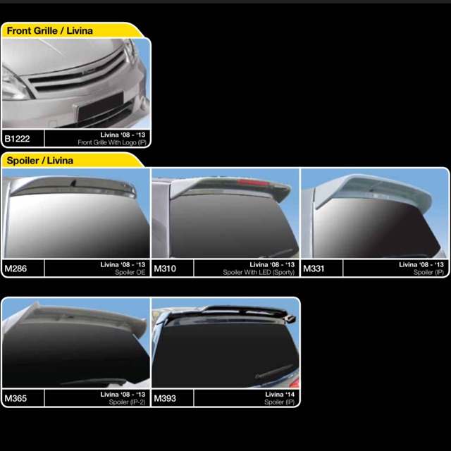 Nissan Livina oem sporty impul rear roof boot top spoiler wing grill ...