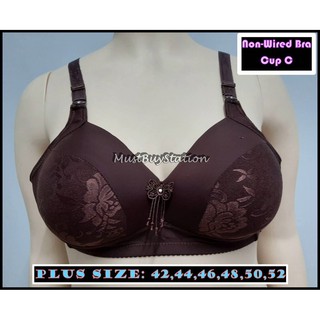 MBS 5679 Plus Size 42- 52 Women Extra Biggest Dark Flower Full Cup Coverage  Bra (Non Wired Bra Cup C)