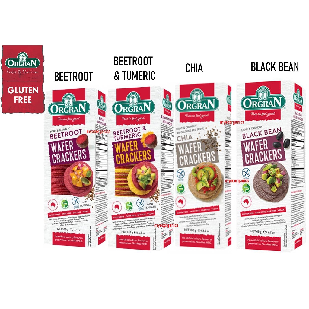 Orgran Wafer Crackers 65gm100gm (Beetroot, Tumeric, Chia, Black Bean