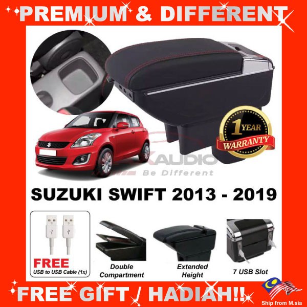 SUZUKI SWIFT ArmRest 2013 2019 Tempat Merehat Legan Adjustable USB