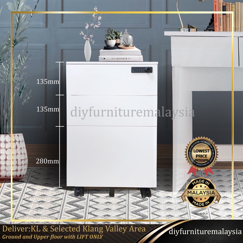 Steel White Mobile Pedestal Drawer Lock Digital Office Drawer Laci Drawer TF011