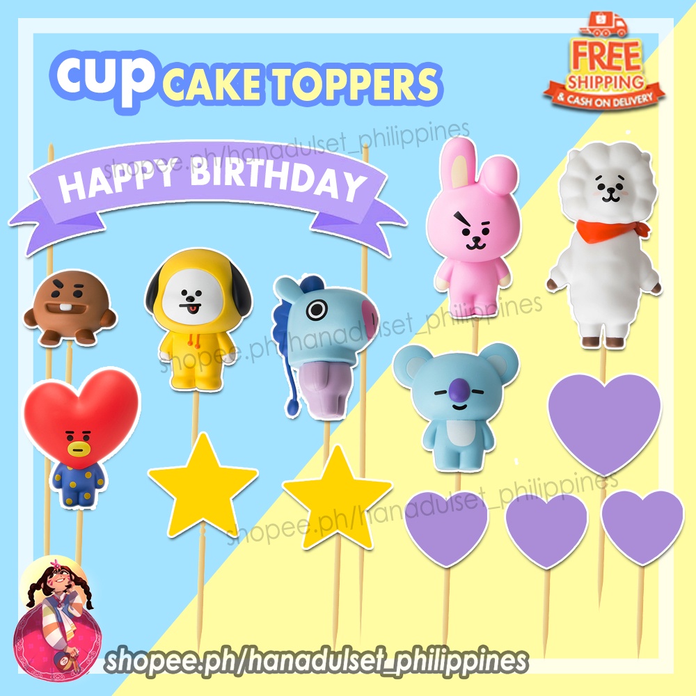 Bts BT21 Cake Topper [set] | Bts cup cake toppers hdsplus1 BT21 ...