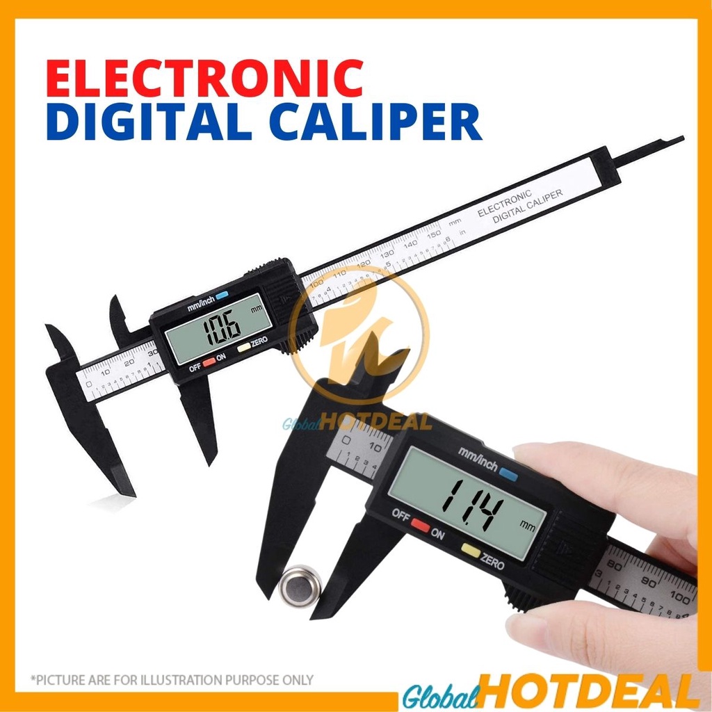 PRO 150mm 6" Electronic Digital Caliper Carbon Fiber Dial Vernier