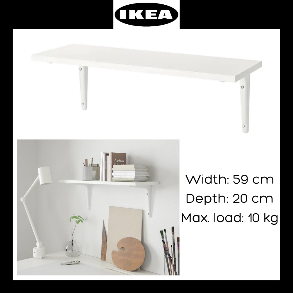 IKEA BURHULT / SIBBHULT Wall shelf, white/white 59x20 cm Shopee Malaysia