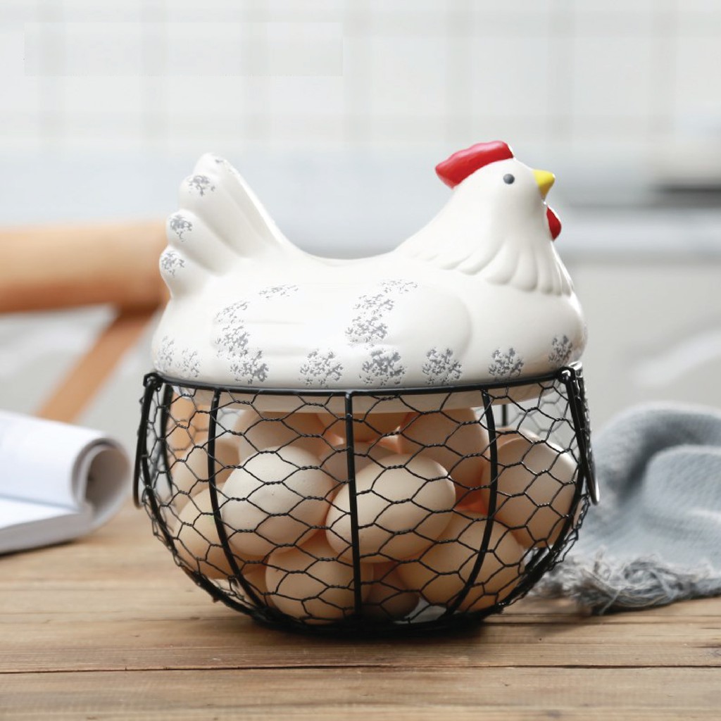Ceramic Grey Hen Egg Storage Basket Shopee Malaysia