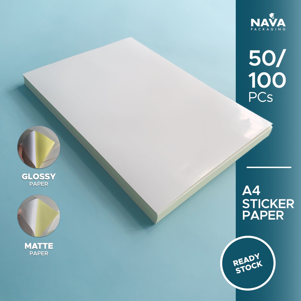50/100PCS Nava Packaging A4 Size Glossy Matte 210x297mm Kertas Pelekat ...