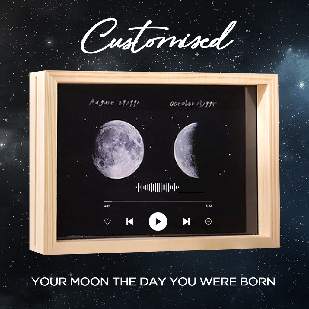 Custom moon phase printing with free frame, spotify code, customized ...