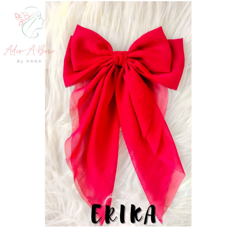 Adorabowbyhana ERIKA elegant Big bow chiffon (French barette) | Shopee ...