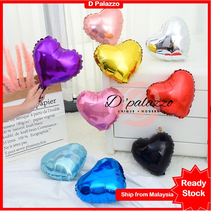 (Ready Stock) 10 Inches of Love Heart Foil Balloon | Shopee Malaysia