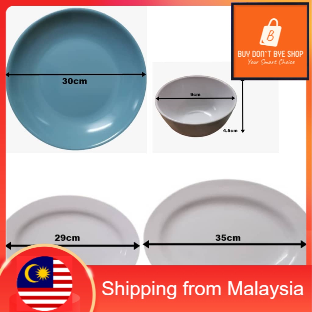 Big Oval Plate Bowl Melamine Set Pinggan Mangkuk Microwave Heat Safe