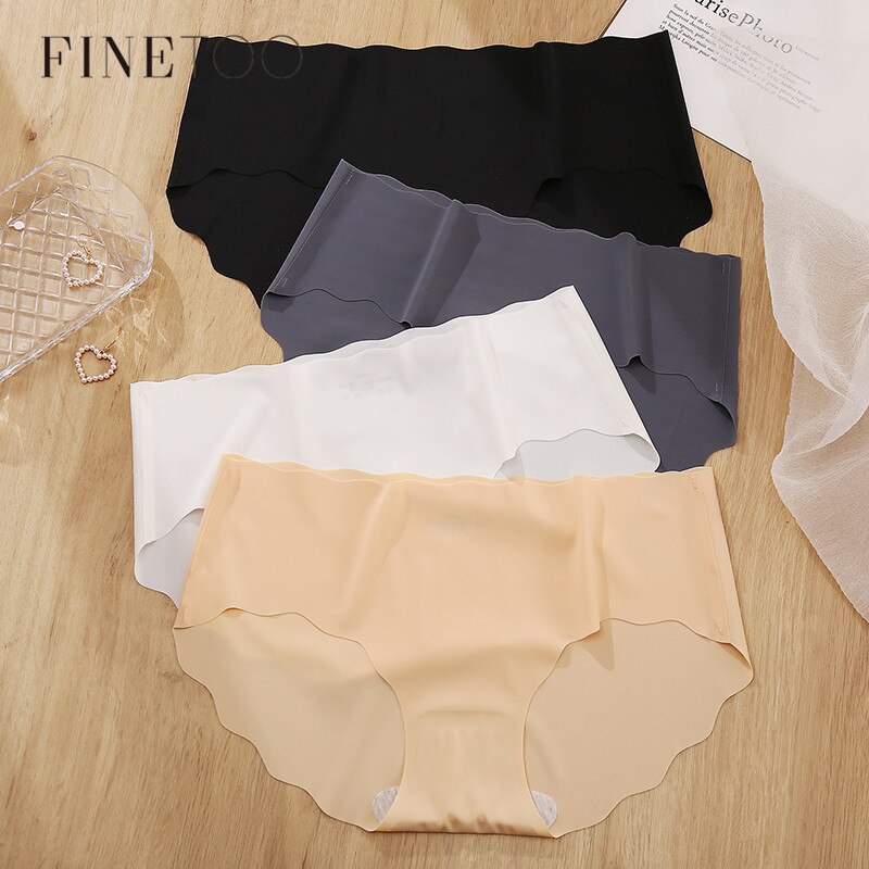 FINETOO 3pcs/set M-XL Seamless Underwear Low Waist Solid Color