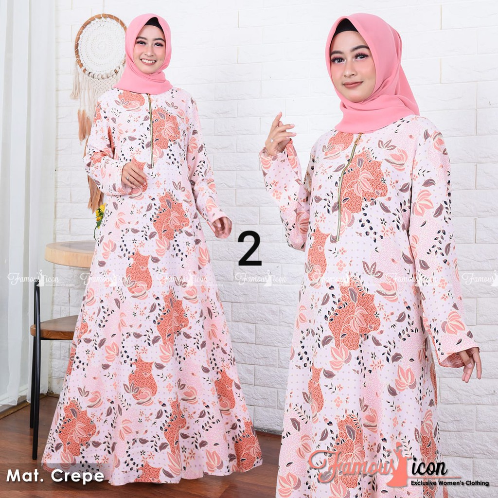 Floral Jubah nursing friendly fine quality crape soft and cooling ...