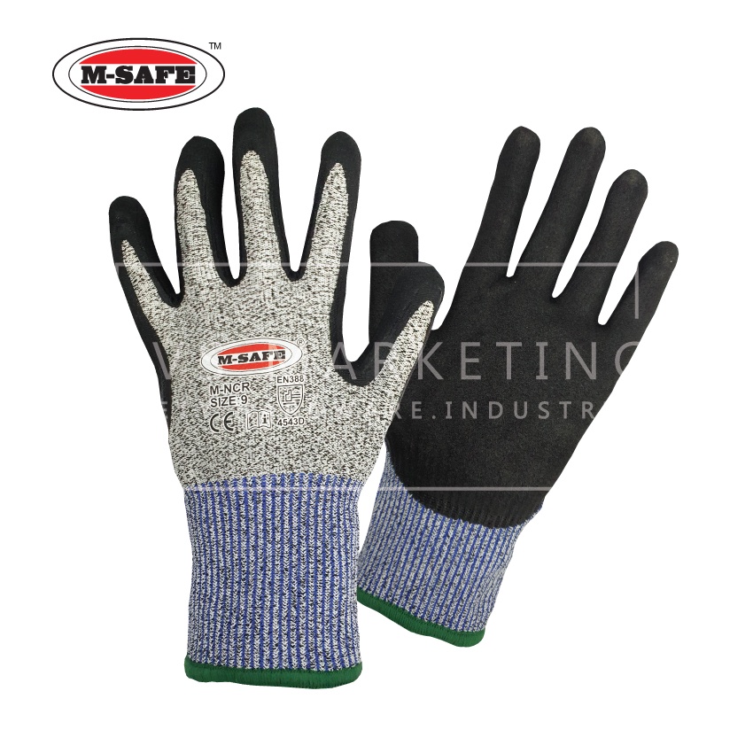 MSAFE LEVEL 5 CUTRESISTANT SANDY NITRILE PALM GLOVE / 4543D EN388