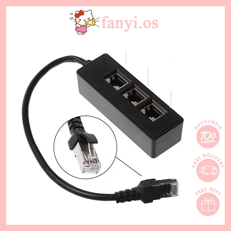 【LOCAL STOCK】RJ45 1 To 3 Cable LAN Network Extension RJ45 Ethernet ...