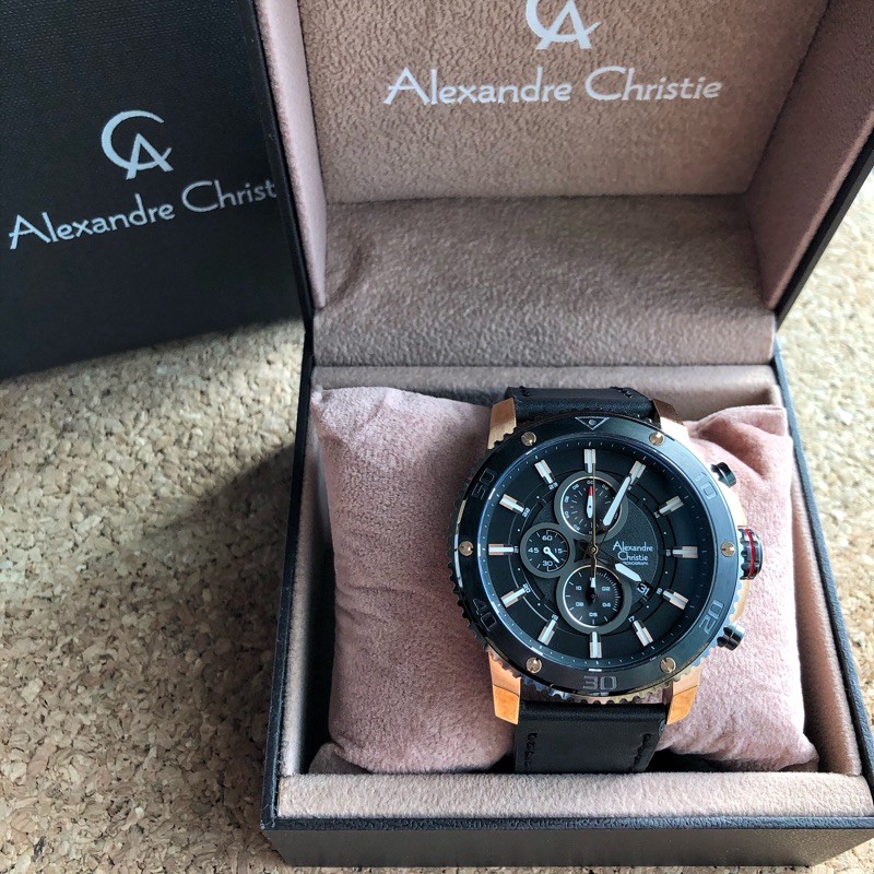 Ready Stock At Our Shop Original Alexandre Christie 6509MC Genuine Leather Chronograph Function Men s Watch