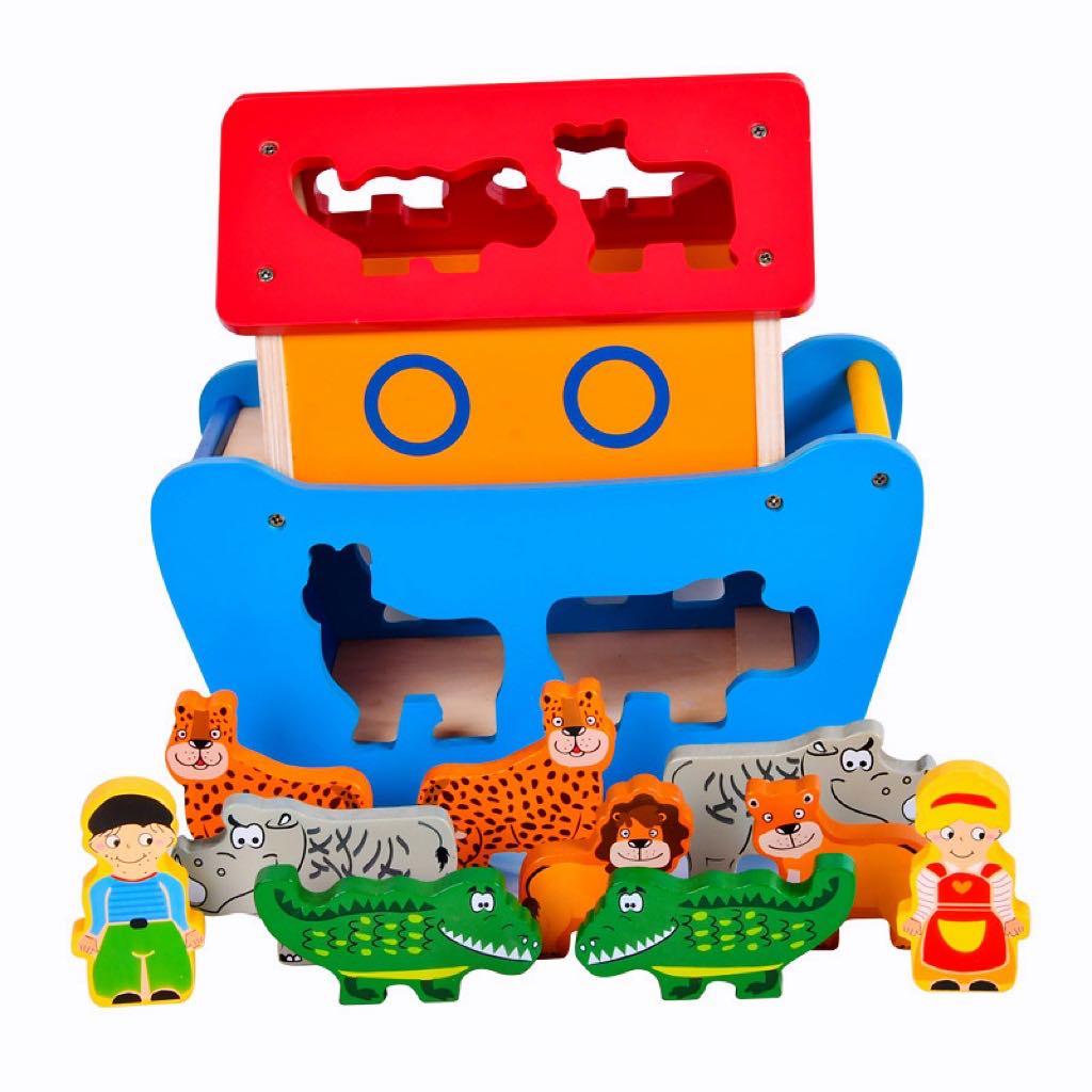 PLAYTIVE Junior Wooden Toys/Stacking Train with Lights and Sound Effect