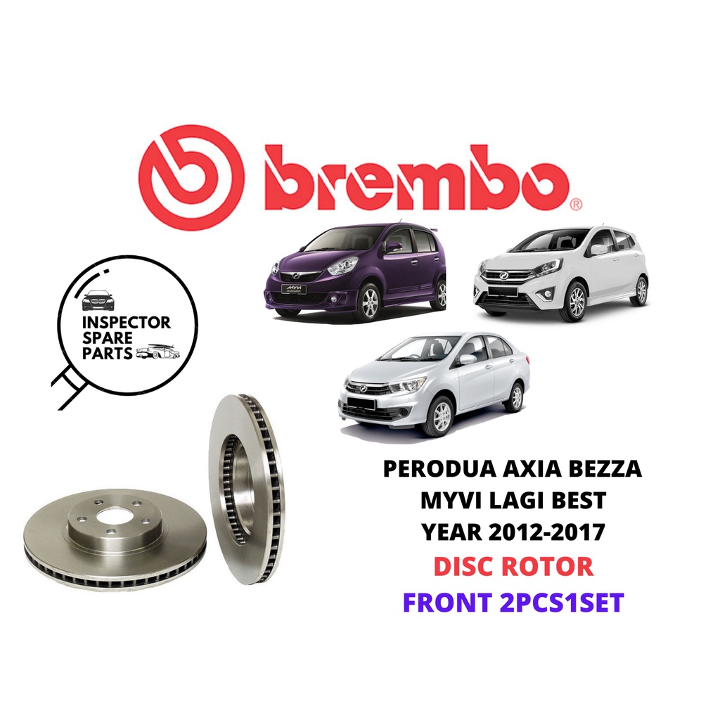 (2PCS1SET) 100% BREMBO PERODUA AXIA BEZZA MYVI LAGI BEST YEAR 2012-2017 ...