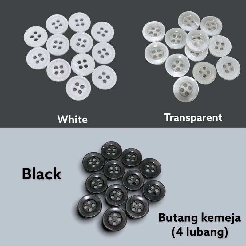 [ 50pcs/ pack ] Butang kemeja/ butang empat lubang/ butang t shirt ...