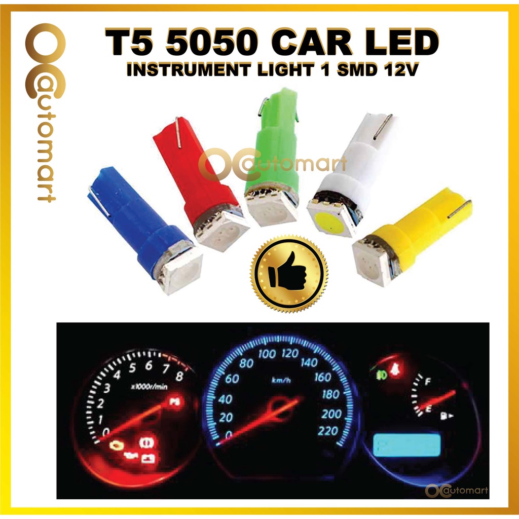 T5 5050 Car LED Instrument Light 1 SMD 12V Wedge Dashboard Warning ...