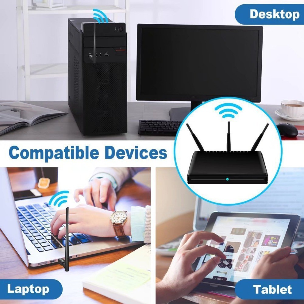 1200Mbps USB Wifi Adapter Dual Band 5GHz Wireless Dongle Wi Fi Antenna ...