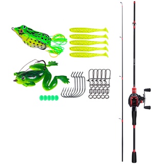 FRRTC Casting Fishing Rod Baitcasting Fishing Reels Left/Right Hand 2  Section Carbon Fishing Rod 7.2:1 Gear Ratio Set