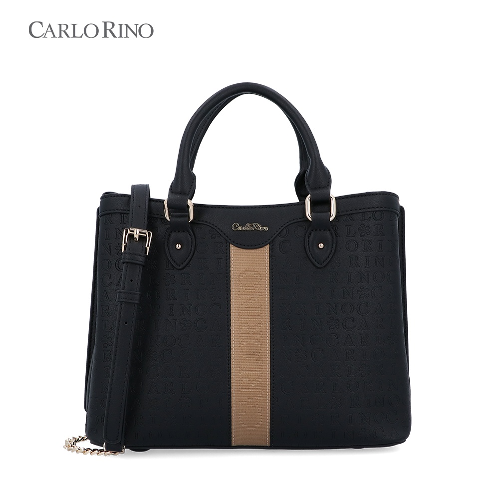 Carlo Rino Black Logogram Top Handle Shopee Malaysia